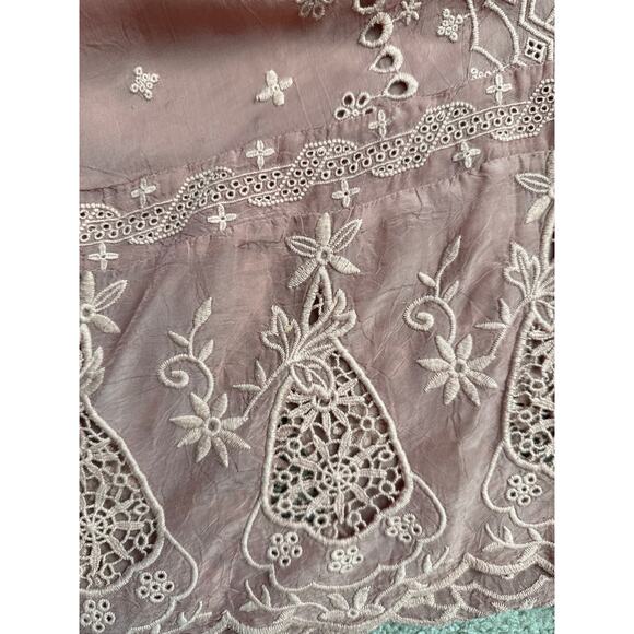 Johnny Was Plus V-Neck Embroidered‎ Tab Sleeve Midi Dress Dusty Rose Size 2X - Picture 12 of 12